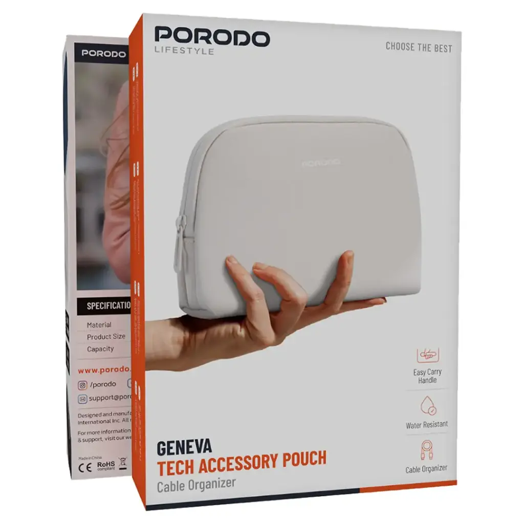 PORODO LIFESTYLE GENEVA TECH ACCESSORY POUCH BEIGE PDLFSTPBG thumbnail 5