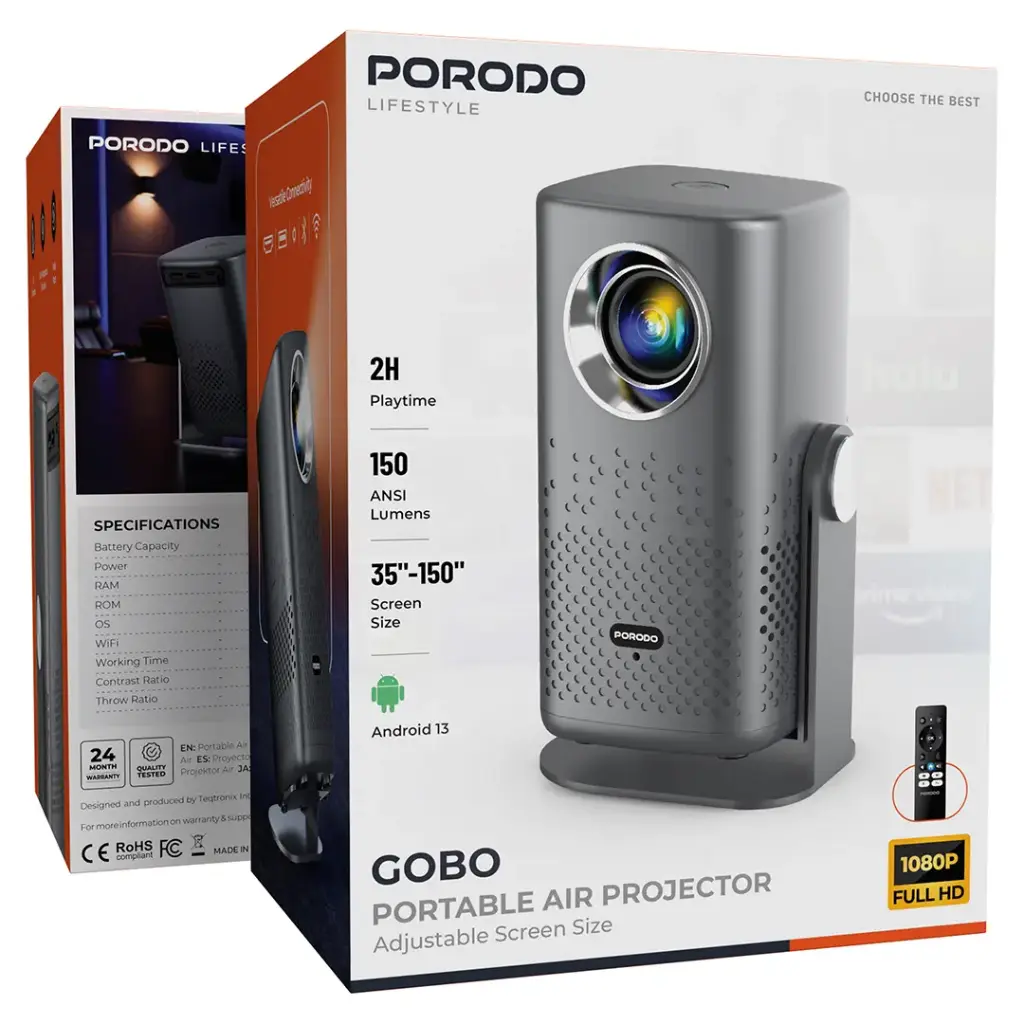 PORODO LIFESTYLE GOBO PORTABLE AIR PROJECTOR GRAY PDLFSTH1PGY thumbnail 4