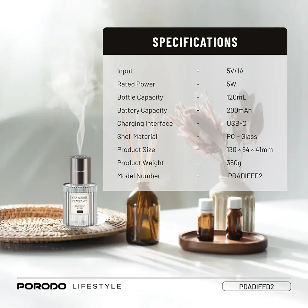 PORODO LIFESTYLE GRASSE SMART AROMA DIFFUSER CLEAR PDADIFFD2 thumbnail 2