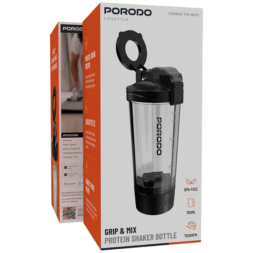PORODO LIFESTYLE GRIP & MIX PROTEIN SHAKER BOTTLE BLACK PDFFX396FQ thumbnail 4