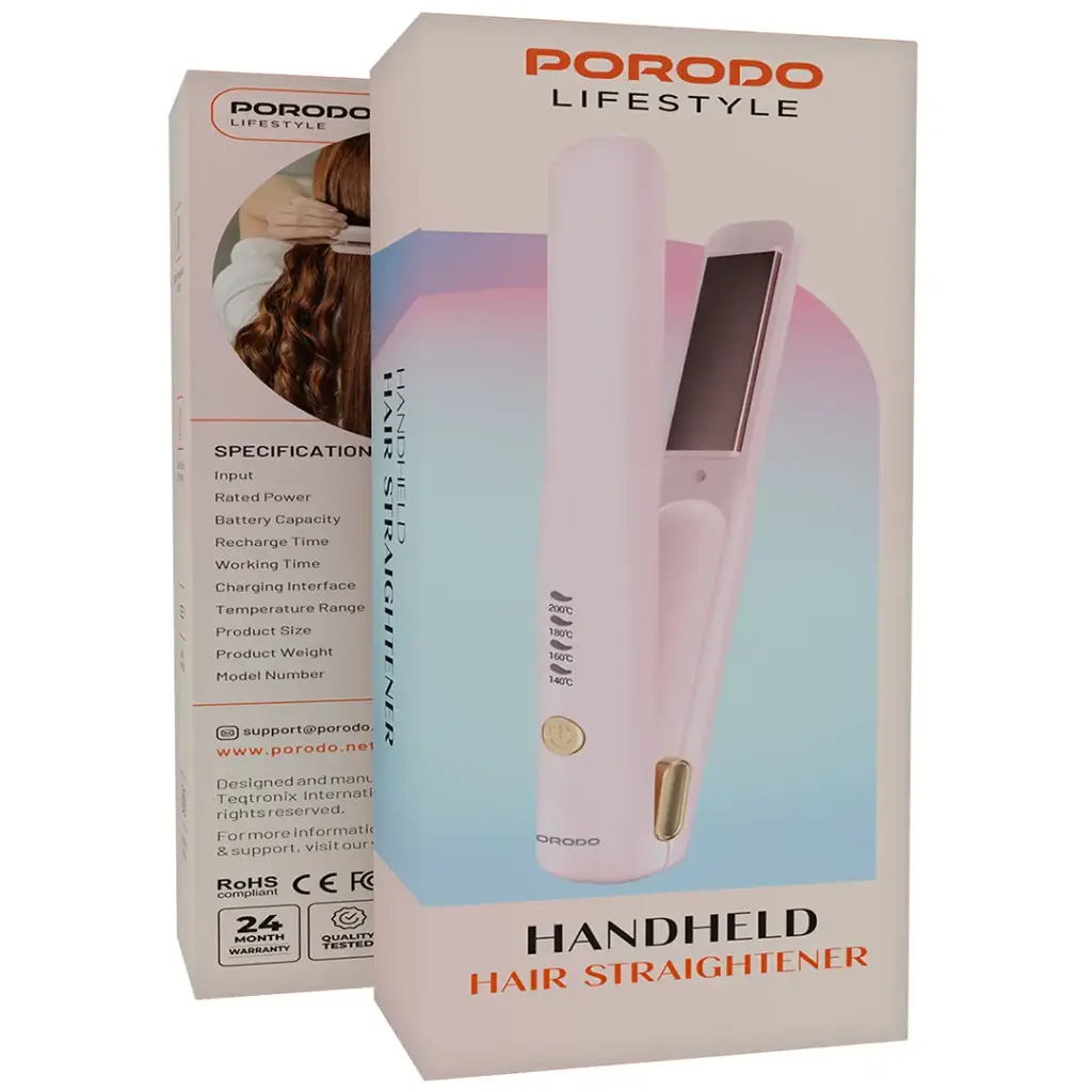 PORODO LIFESTYLE HANDHELD HAIR STRAIGHTENER PINK PDBL006PK thumbnail 2