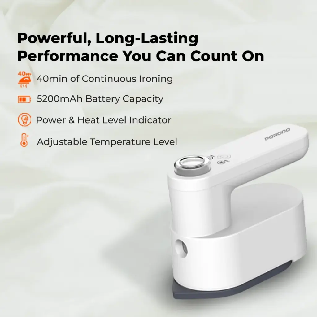PORODO LIFESTYLE HEATPULSE PORTABLE STEAM IRON WHITE PDLFSTSIWH thumbnail 2