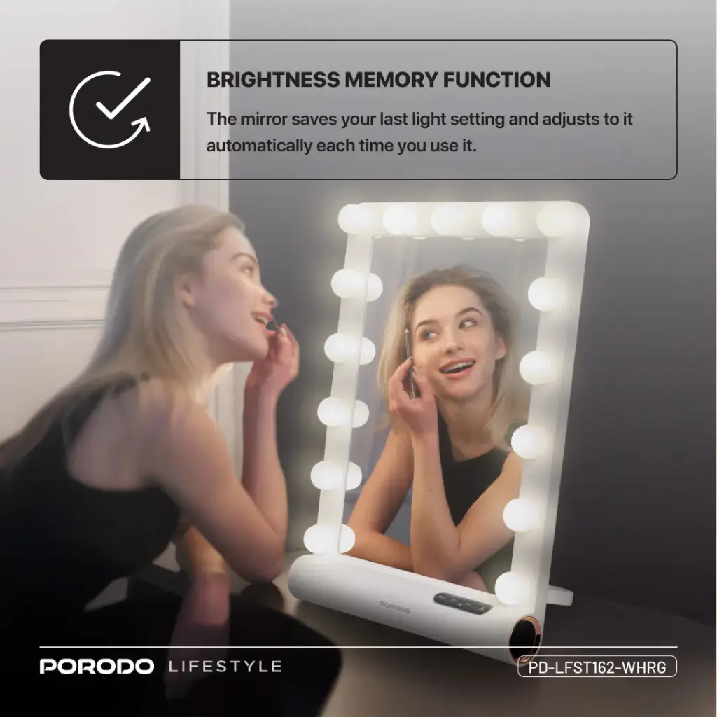 PORODO LIFESTYLE HOLLYWOOD VANITY LIGHTED MIRROR PD-LFST162-WHRG thumbnail 3