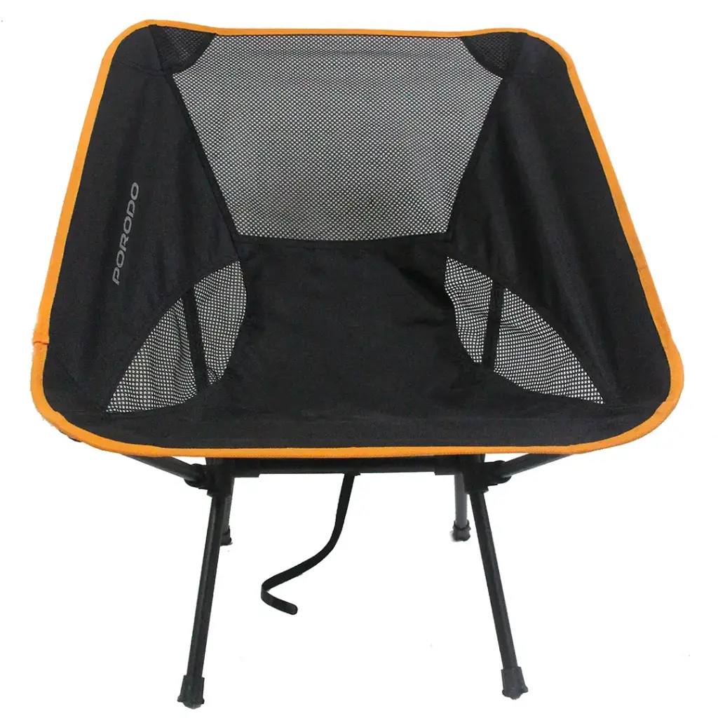 PORODO LIFESTYLE MESH FABRIC COMFORT CAMPING CHAIR WITH HANDY STORAGE POUCH BLACK PDLFSTMG01PBK thumbnail 3