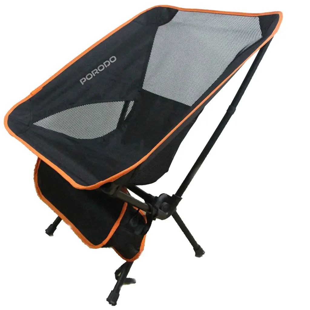 PORODO LIFESTYLE MESH FABRIC COMFORT CAMPING CHAIR WITH HANDY STORAGE POUCH BLACK PDLFSTMG01PBK thumbnail 2