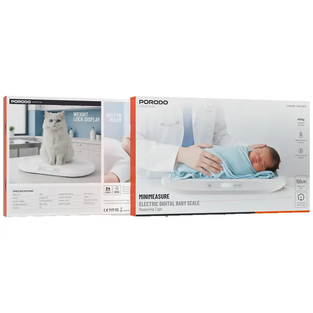 PORODO LIFESTYLE MINIMEASURE ELECTRIC DIGITAL BABY SCALE WHITE PDLFSTDC5HWH thumbnail 4