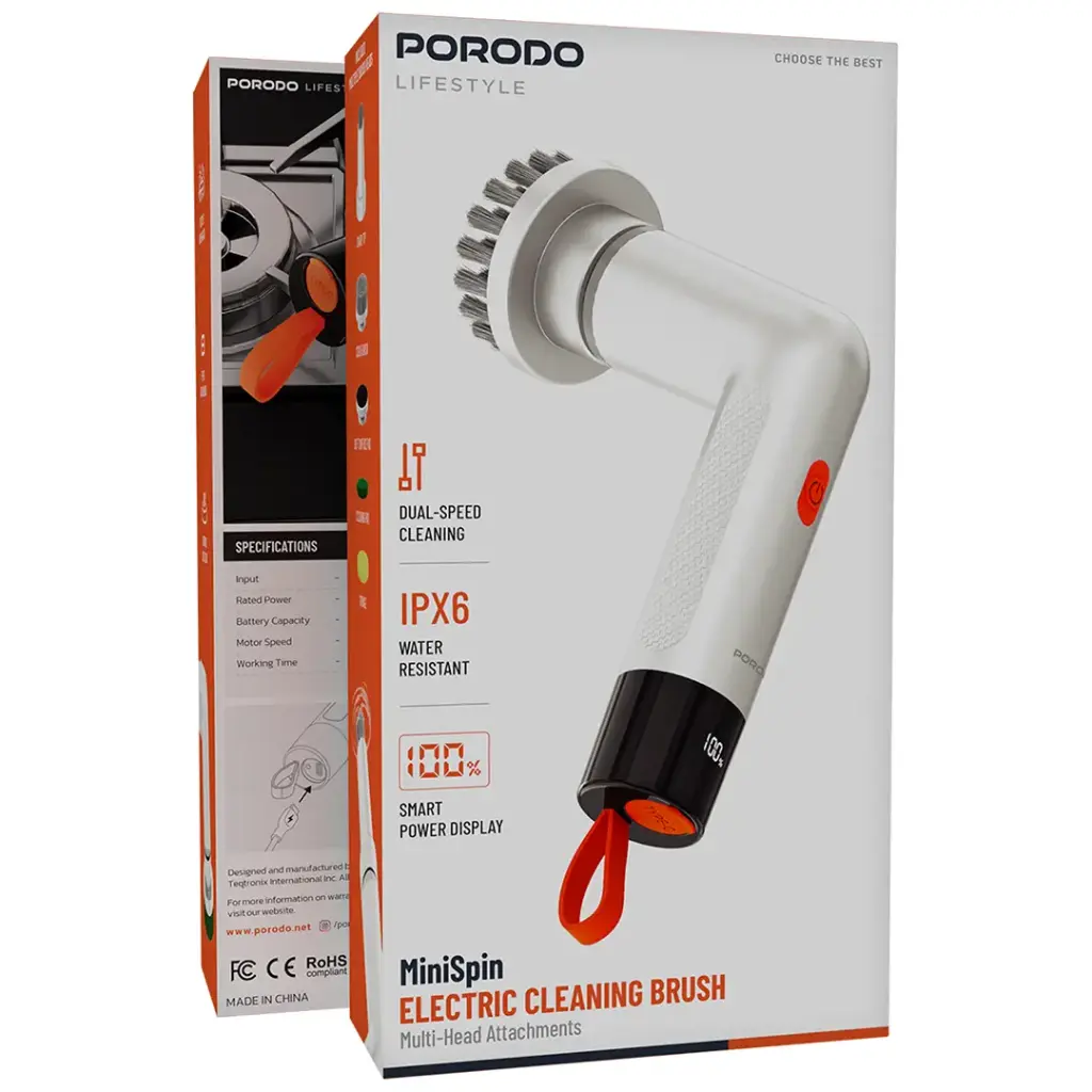 PORODO LIFESTYLE MINISPIN ELECTRIC CLEANING BRUSH WHITE PDS3CBWH thumbnail 3
