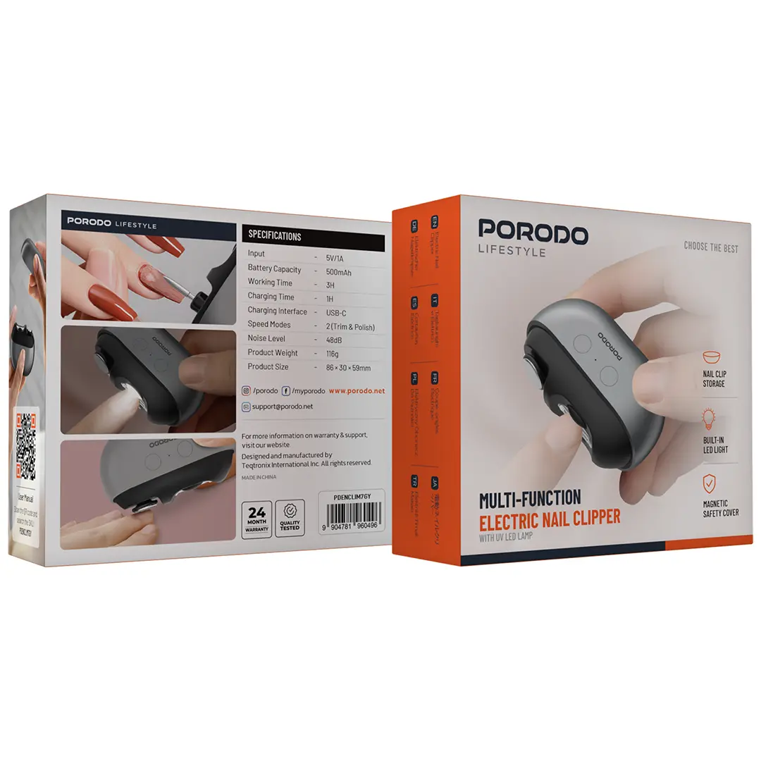 PORODO LIFESTYLE MULTI FUNCTION ELECTRIC NAIL CLIPPER GREY PDENCLIM7GY thumbnail 2