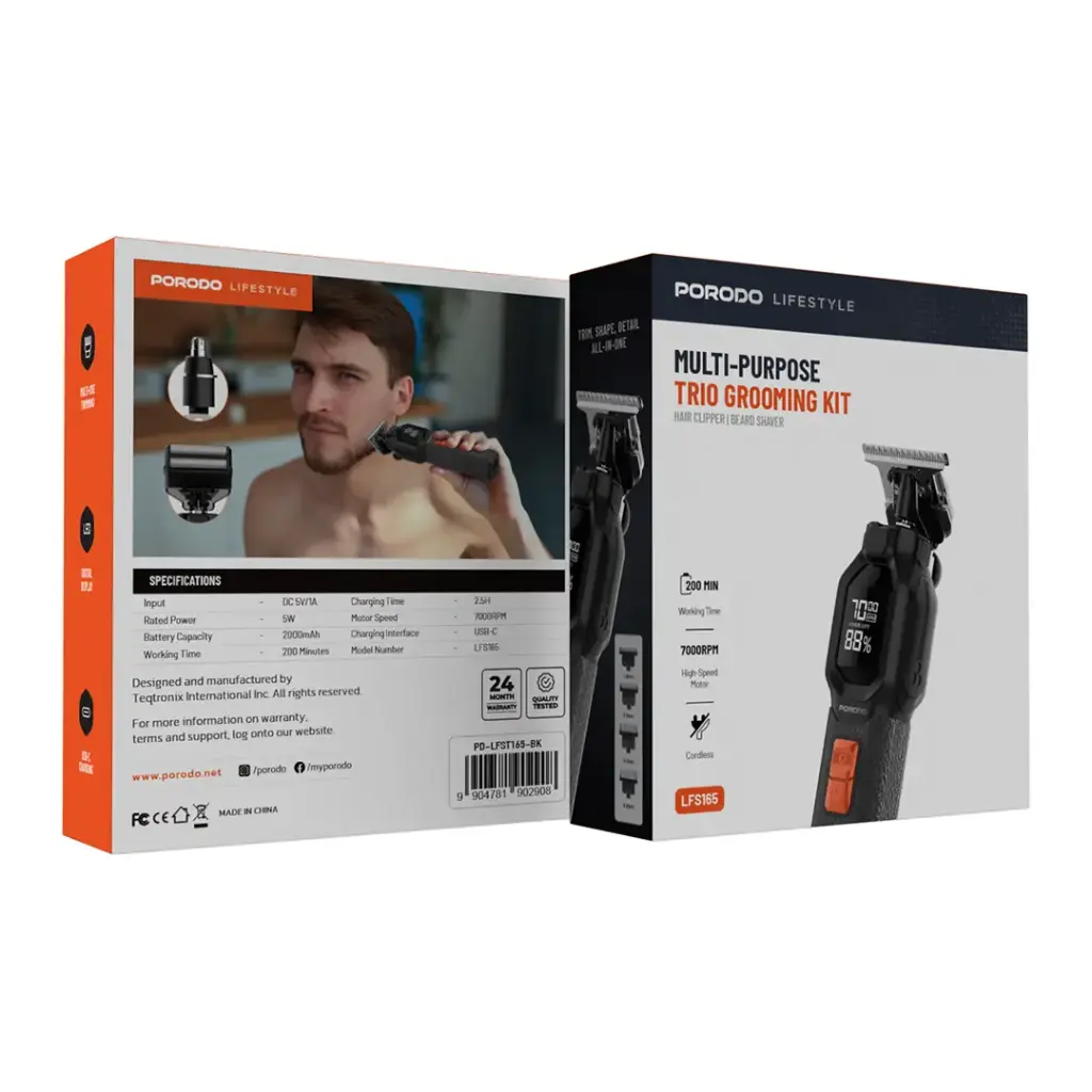 PORODO LIFESTYLE MULTI PURPOSE TRIO GROOMING KIT PD-LFST165-BK thumbnail 5