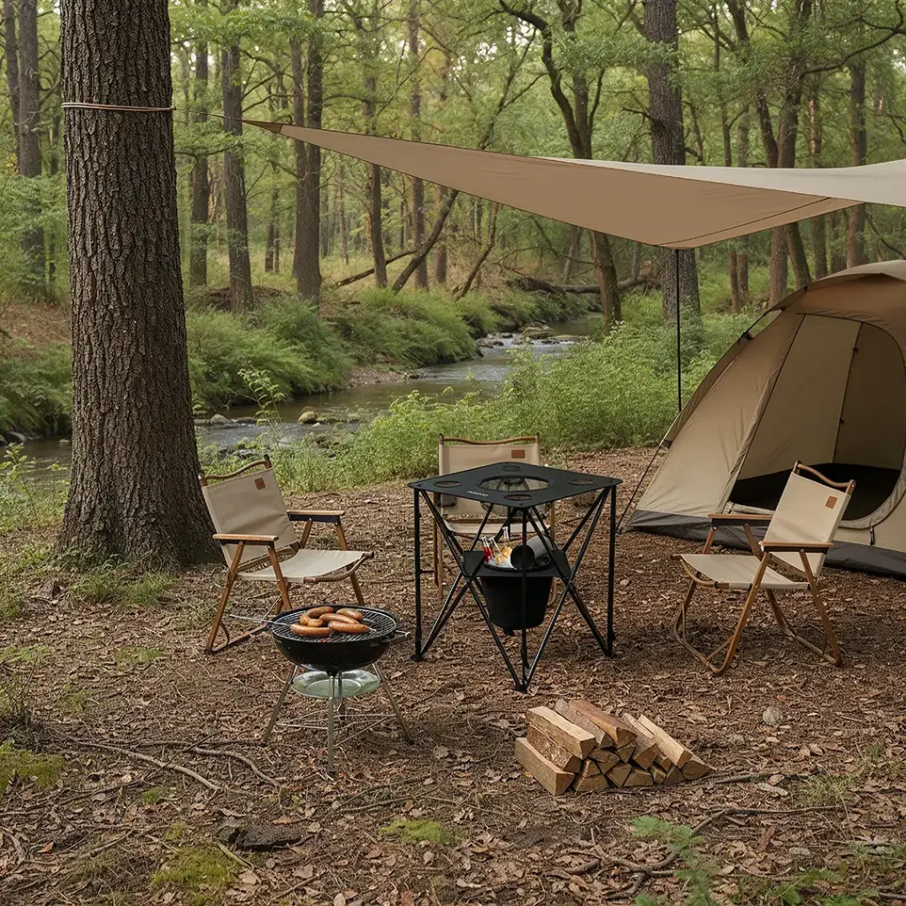 PORODO LIFESTYLE OUTDOOR COMPANION FOLDABLE CAMPING TABLE BLACK PDRS2355BK thumbnail 6