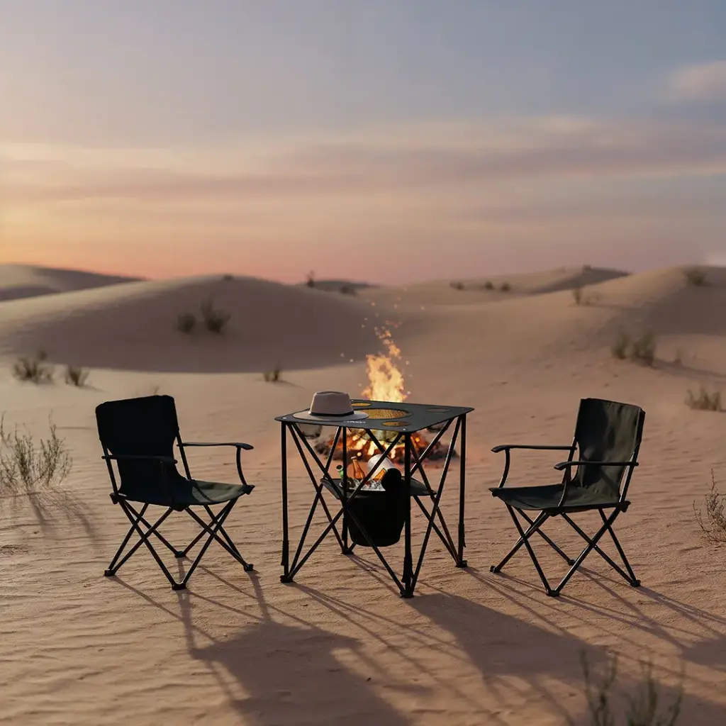 PORODO LIFESTYLE OUTDOOR COMPANION FOLDABLE CAMPING TABLE BLACK PDRS2355BK thumbnail 5