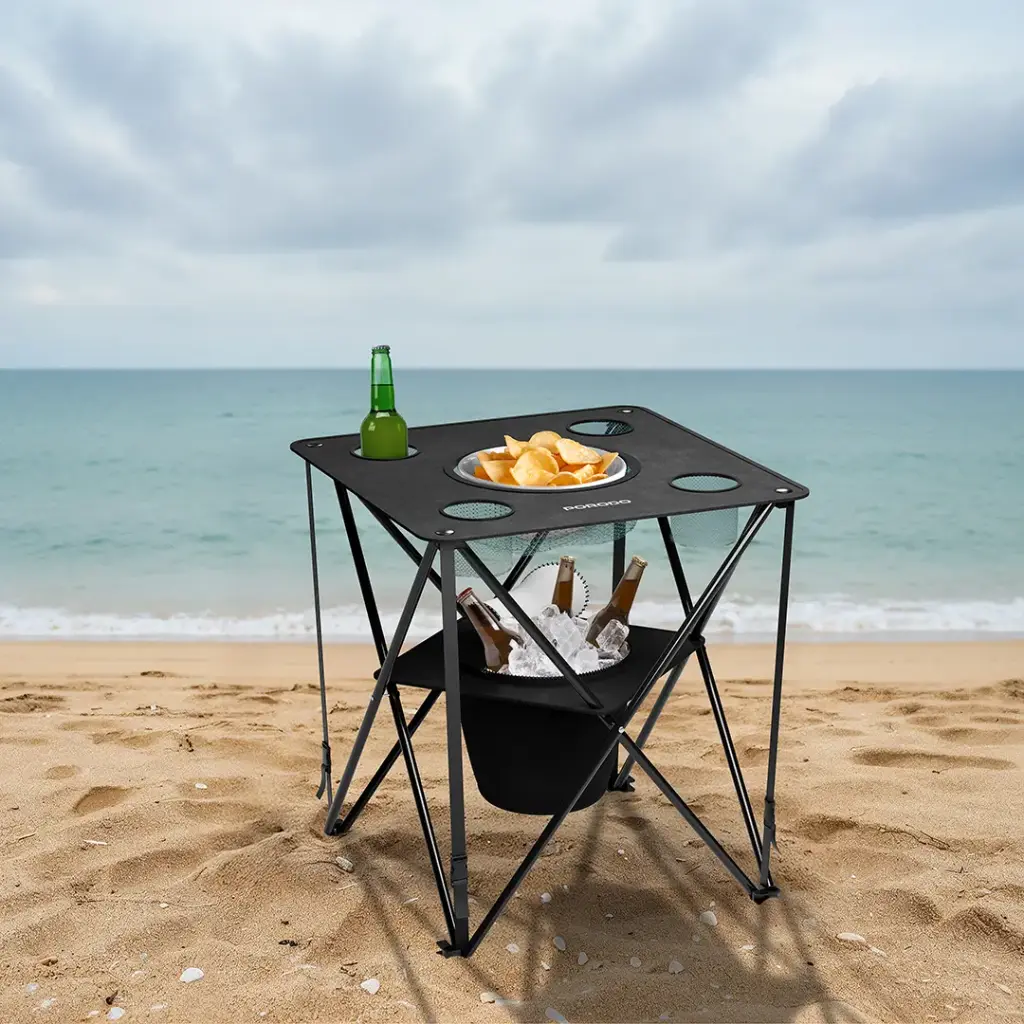 PORODO LIFESTYLE OUTDOOR COMPANION FOLDABLE CAMPING TABLE BLACK PDRS2355BK thumbnail 7