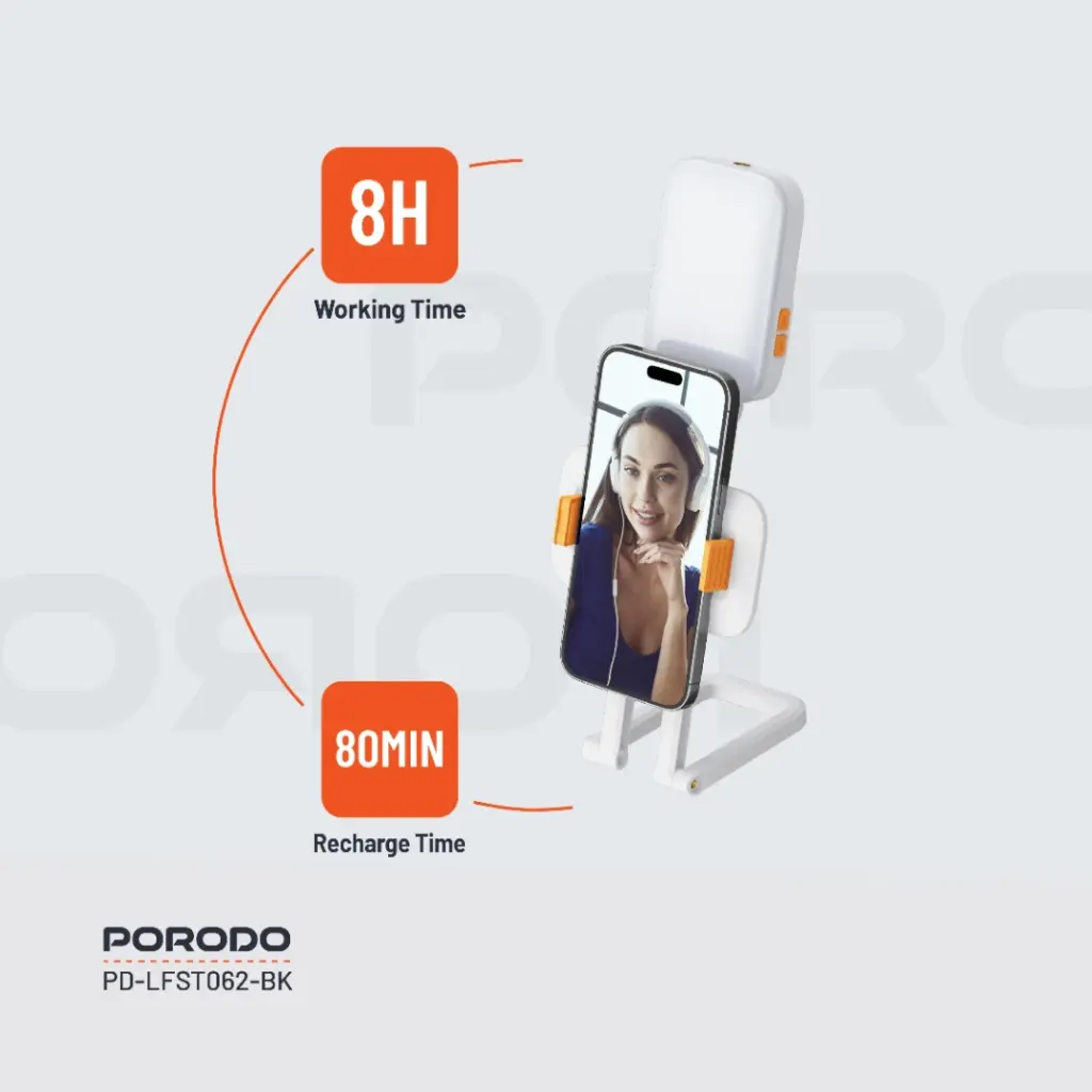 PORODO LIFESTYLE PHONE STAND WITH FILL LIGHT BLACK PD-LFST062-BK thumbnail 6