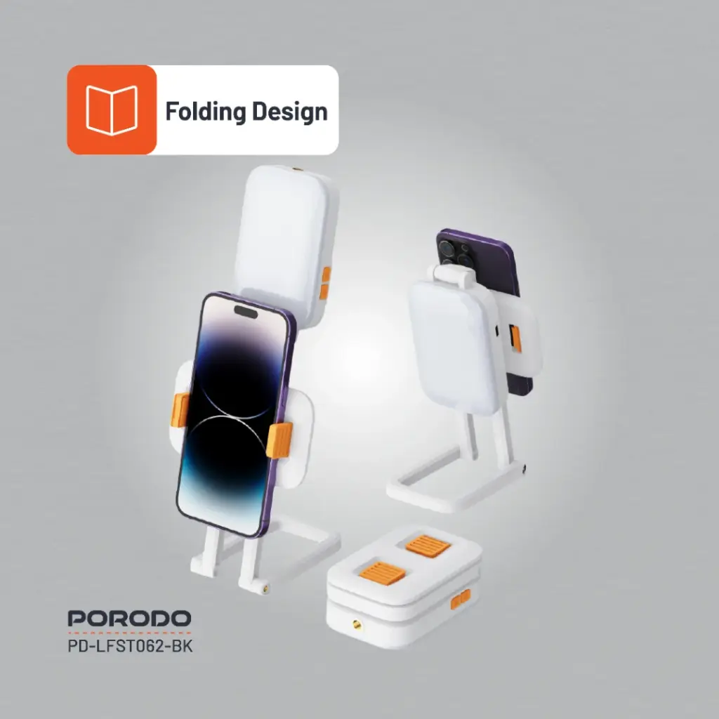 PORODO LIFESTYLE PHONE STAND WITH FILL LIGHT BLACK PD-LFST062-BK thumbnail 10