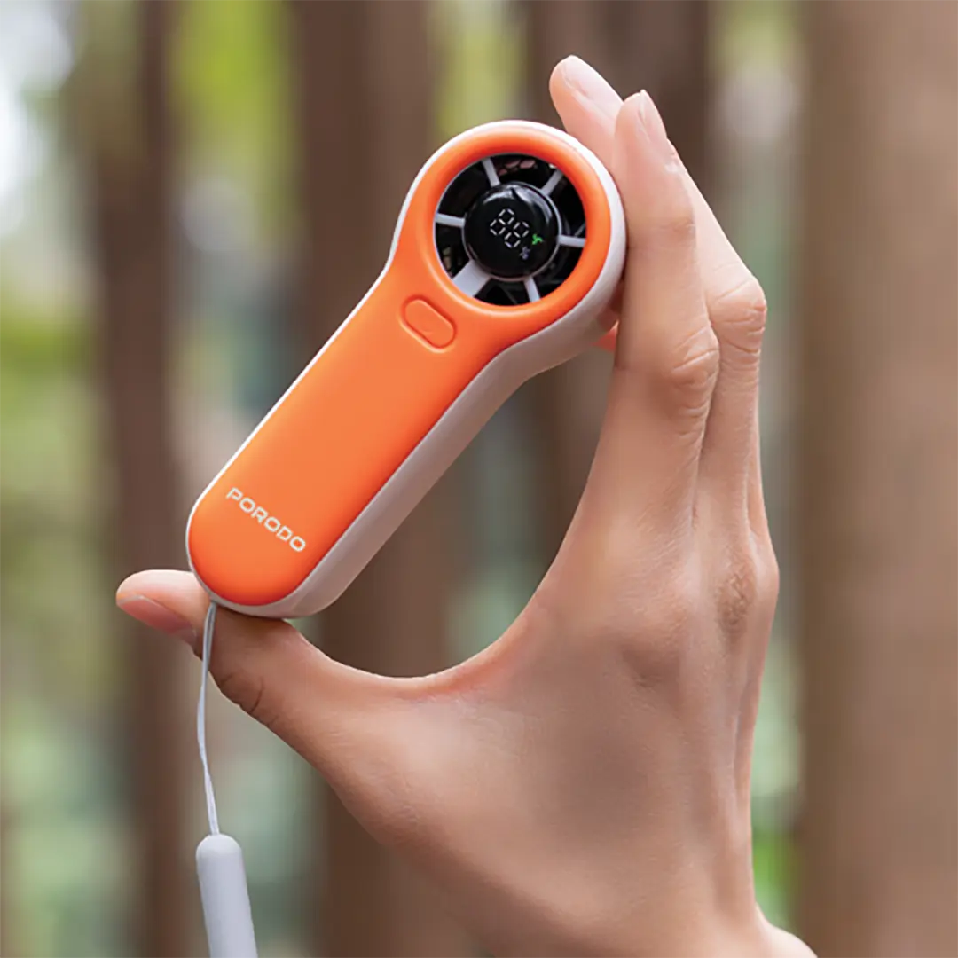PORODO LIFESTYLE POCKET SIZE HANDHELD FAN WHITE ORANGE PDLSPF2228 thumbnail 4