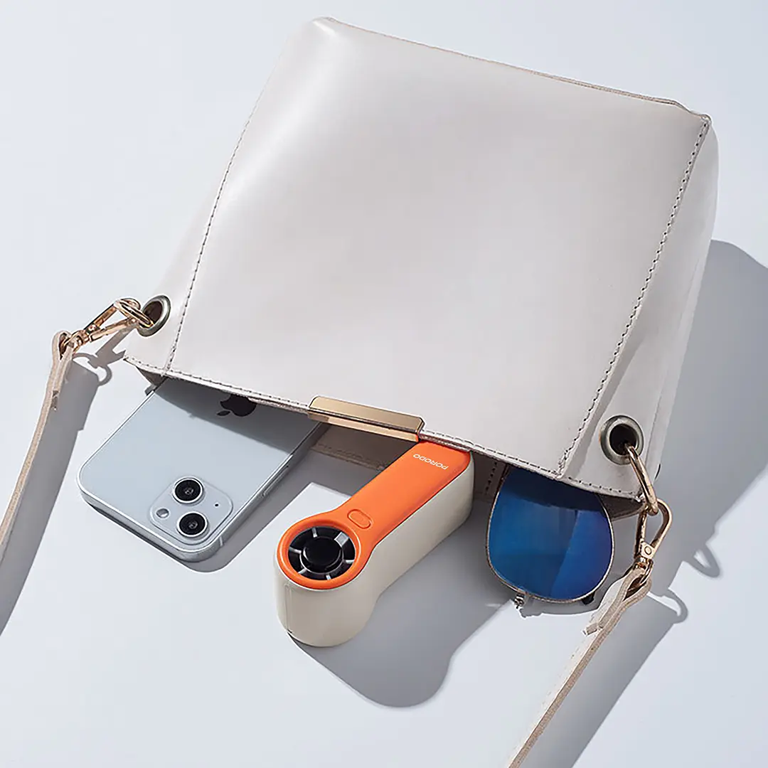 PORODO LIFESTYLE POCKET SIZE HANDHELD FAN WHITE ORANGE PDLSPF2228 thumbnail 3
