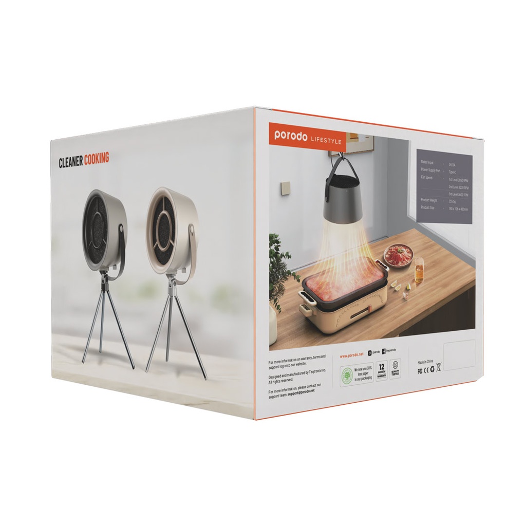 PORODO PORTABLE EXHAUST FAN GRAY PD-LDMPMSE-GY thumbnail 3