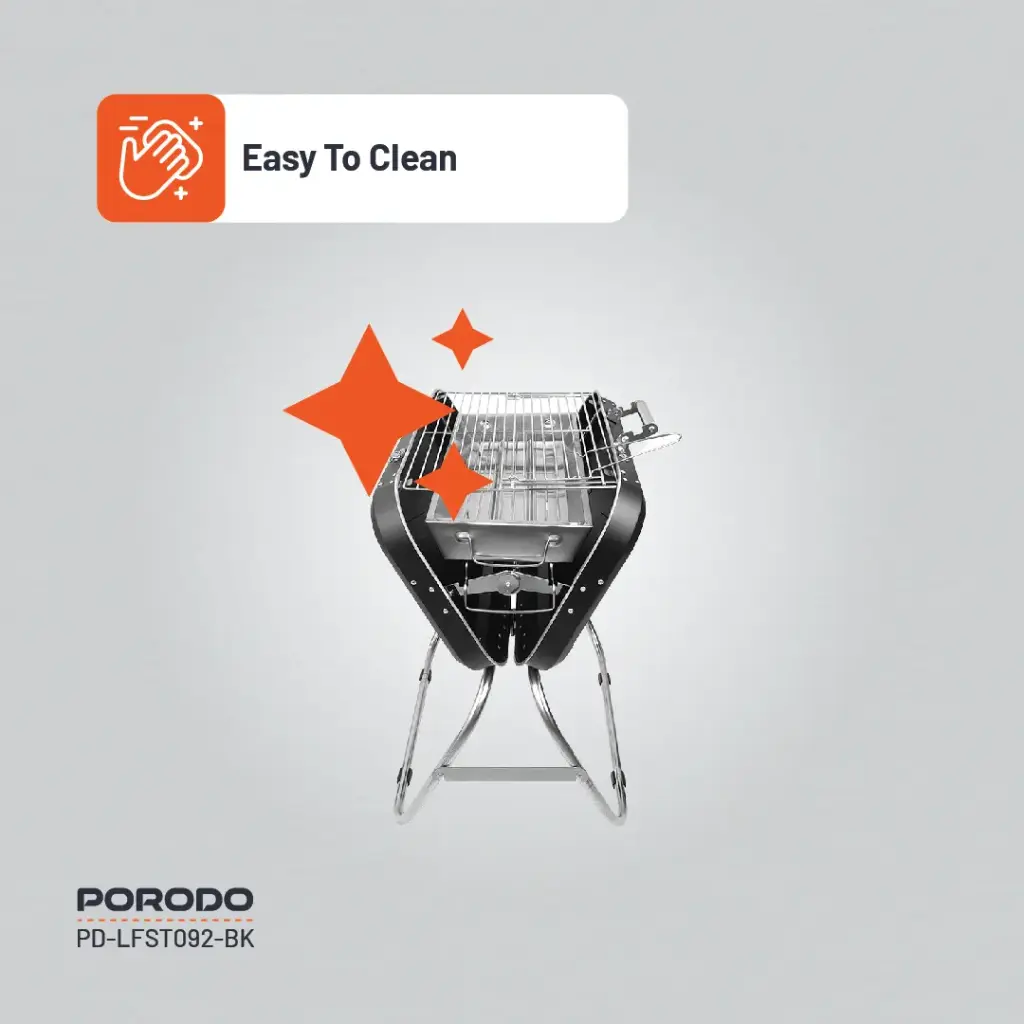 PORODO LIFESTYLE PORTABLE FOLDING SEATED BBQ GRILL BLACK thumbnail 8