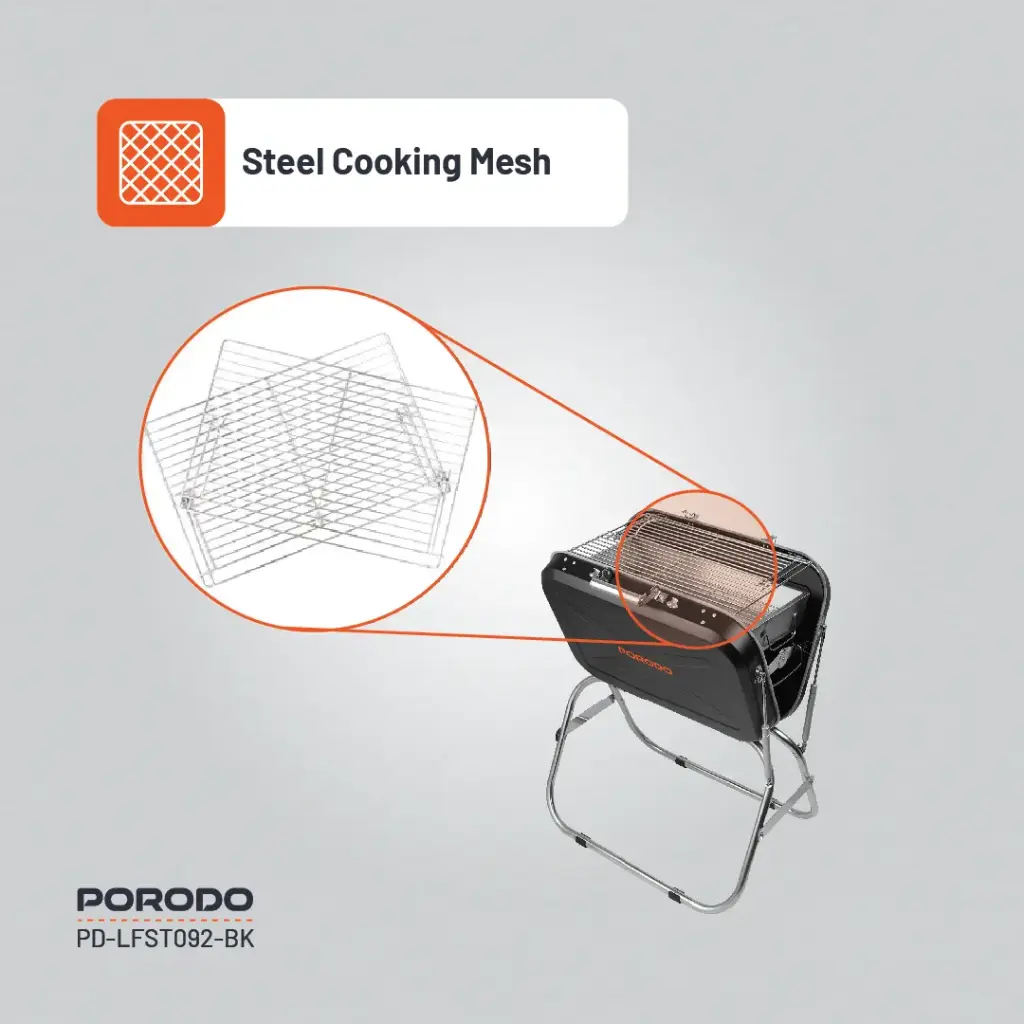 PORODO LIFESTYLE PORTABLE FOLDING SEATED BBQ GRILL BLACK thumbnail 11