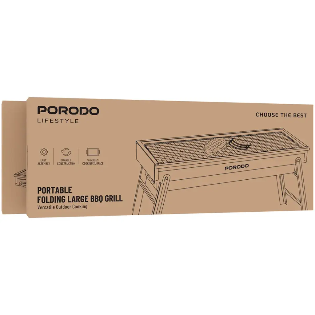 PORODO LIFESTYLE PORTABLE FOLDING LARGE BBQ GRILL BLACK PDLFSTBSABK thumbnail 3