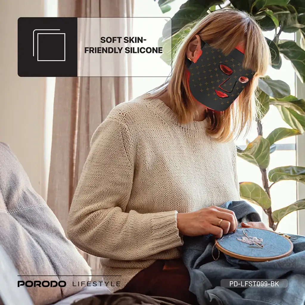 PORODO LIFESTYLE RED LIGHT THERAPY FACE MASK BLACK PD-LFST099-BK thumbnail 9