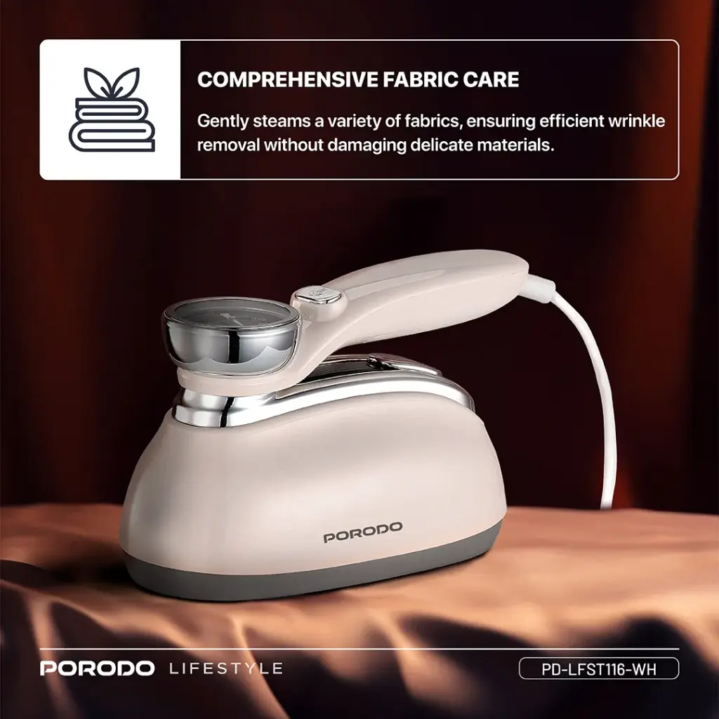 PORODO 1200W STEAM IRON WITH TRANSPARENT 160ML WATER TANK WHITE PDLFST116WH thumbnail 9