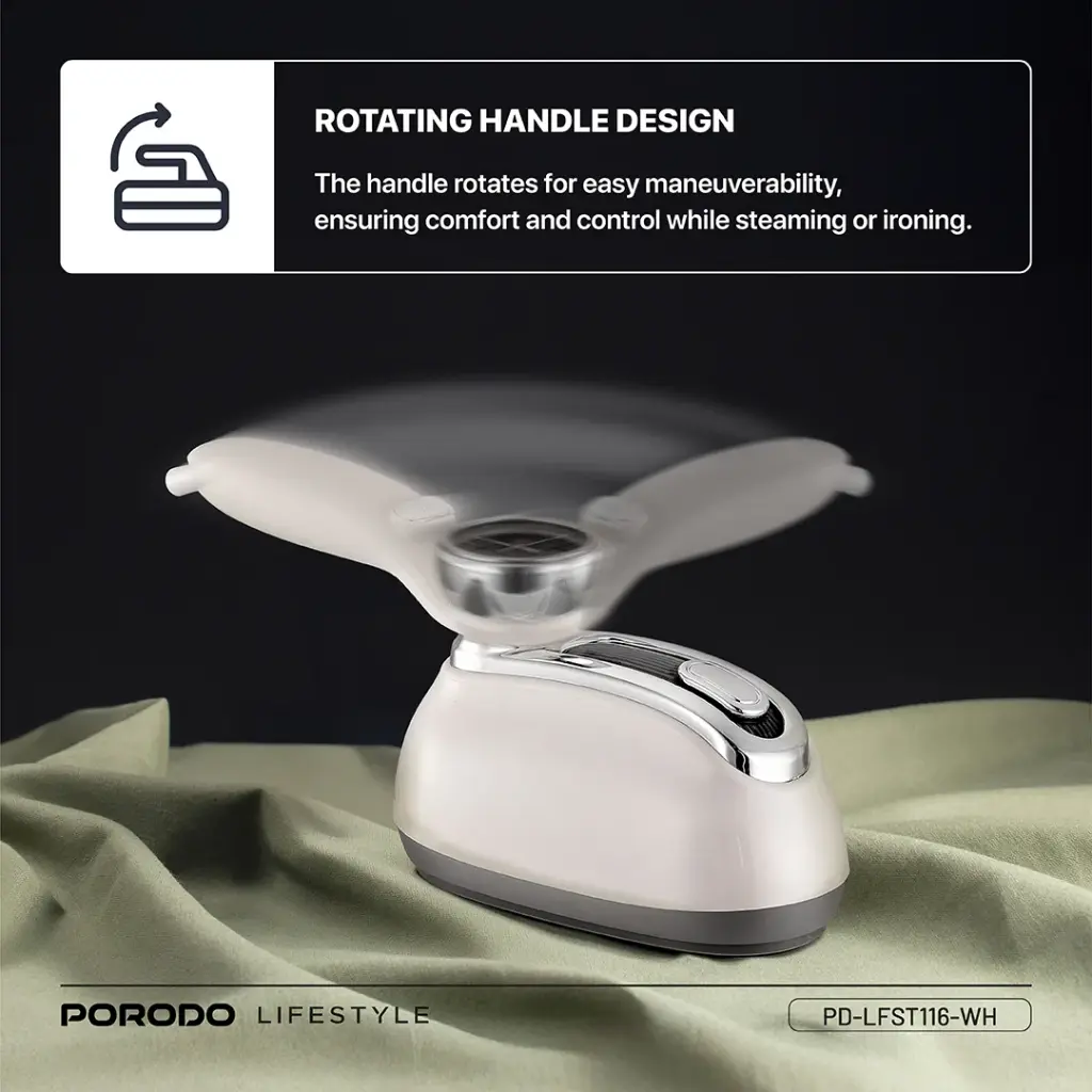 PORODO 1200W STEAM IRON WITH TRANSPARENT 160ML WATER TANK WHITE PDLFST116WH thumbnail 8