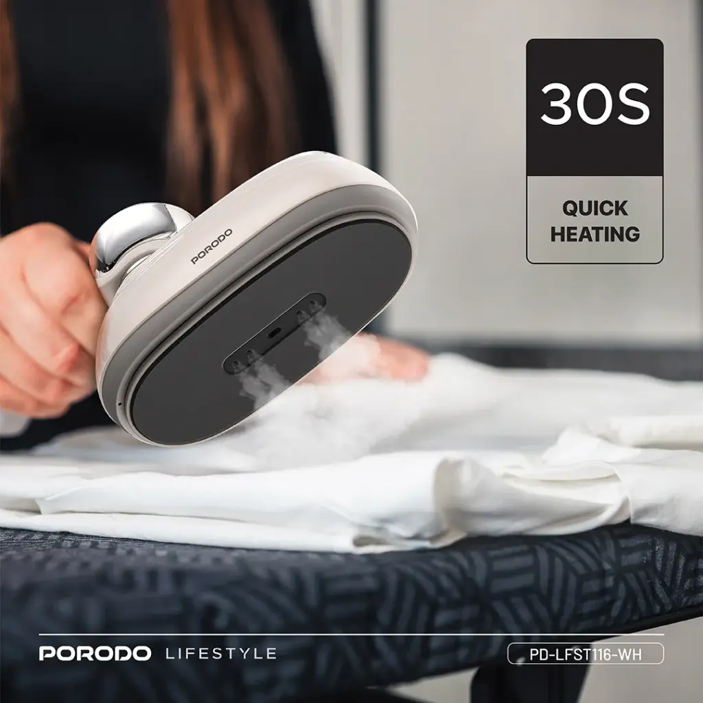 PORODO 1200W STEAM IRON WITH TRANSPARENT 160ML WATER TANK WHITE PDLFST116WH thumbnail 6