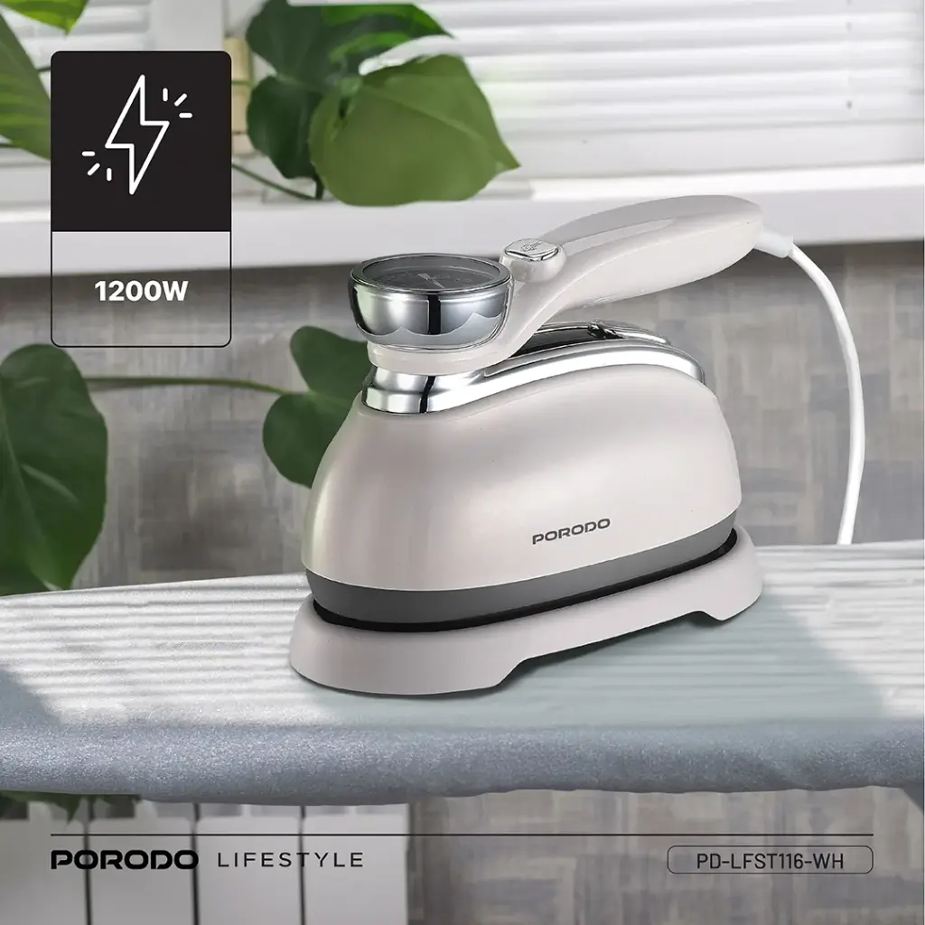 PORODO 1200W STEAM IRON WITH TRANSPARENT 160ML WATER TANK WHITE PDLFST116WH thumbnail 5