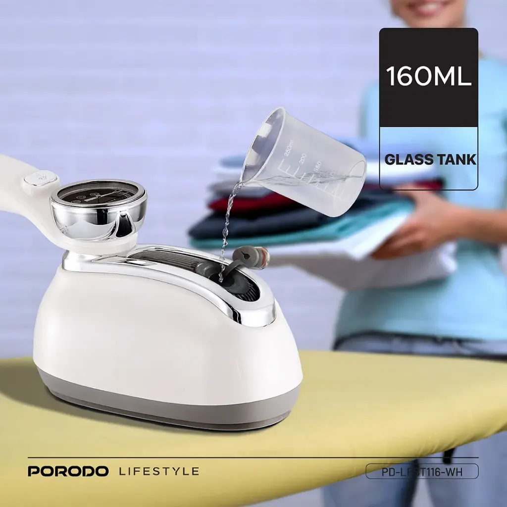 PORODO 1200W STEAM IRON WITH TRANSPARENT 160ML WATER TANK WHITE PDLFST116WH thumbnail 10