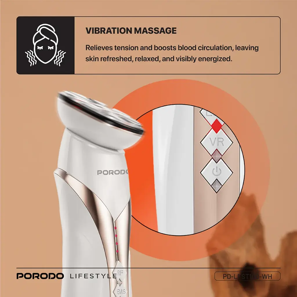 PORODO LIFESTYLE RF AND EMS VIBRATION LIGHT THERAPY DEVICE WHITE PD-LFST100-WH thumbnail 7