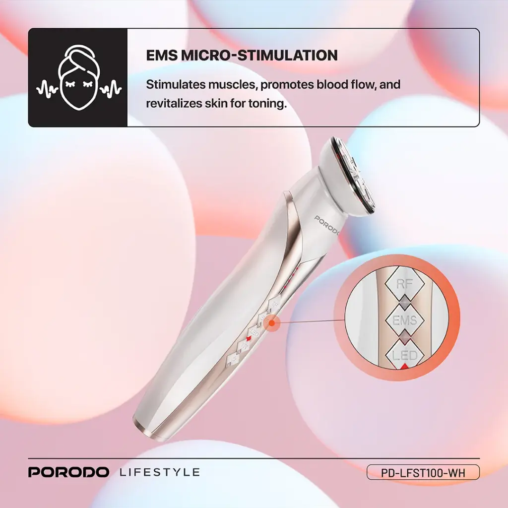 PORODO LIFESTYLE RF AND EMS VIBRATION LIGHT THERAPY DEVICE WHITE PD-LFST100-WH thumbnail 6