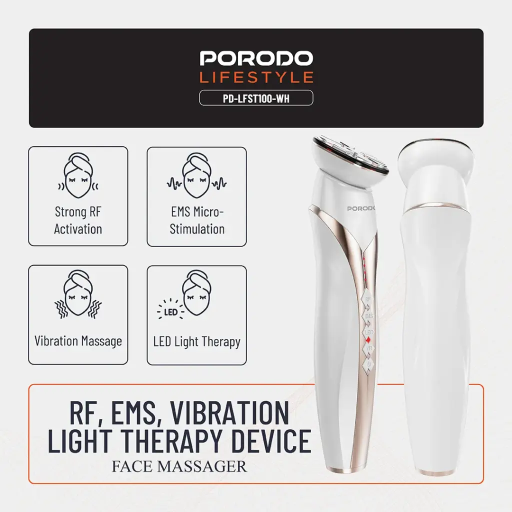 PORODO LIFESTYLE RF AND EMS VIBRATION LIGHT THERAPY DEVICE WHITE PD-LFST100-WH thumbnail 4