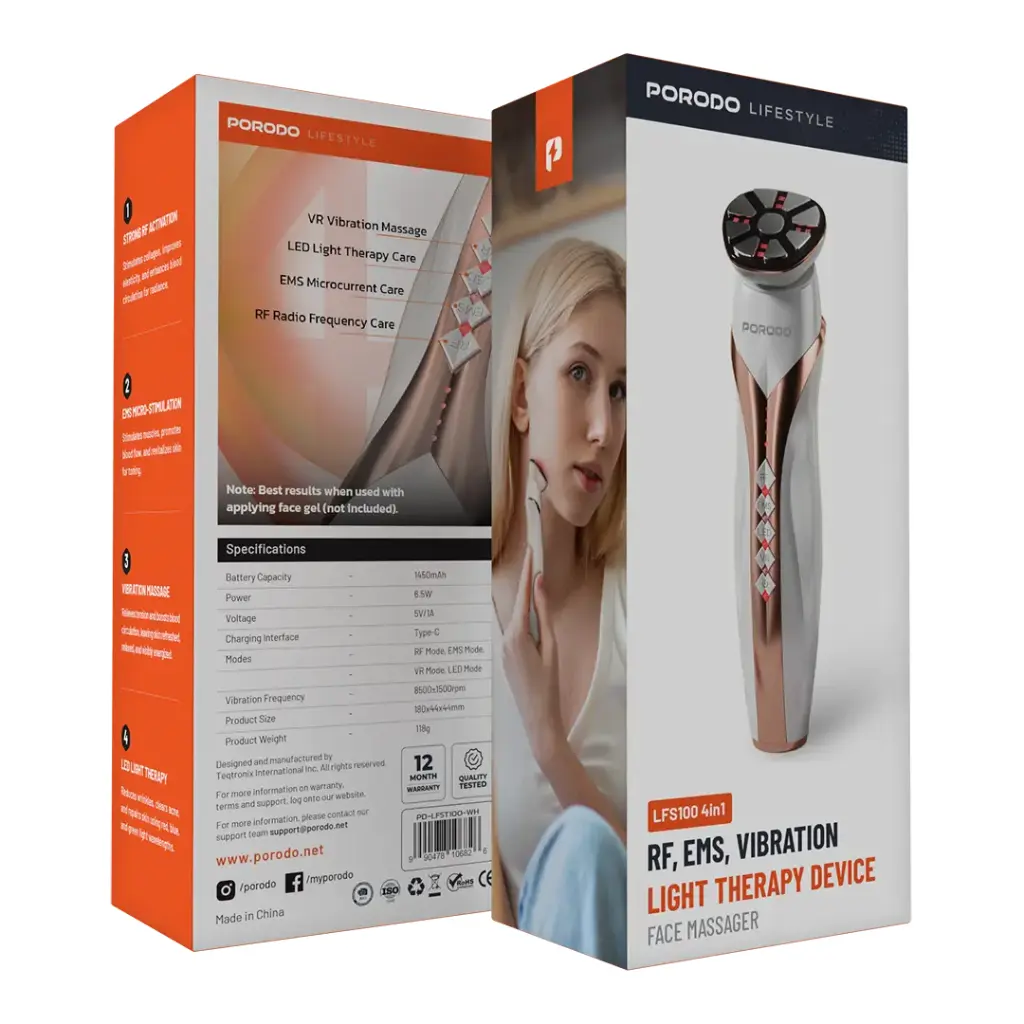 PORODO LIFESTYLE RF AND EMS VIBRATION LIGHT THERAPY DEVICE WHITE PD-LFST100-WH thumbnail 10