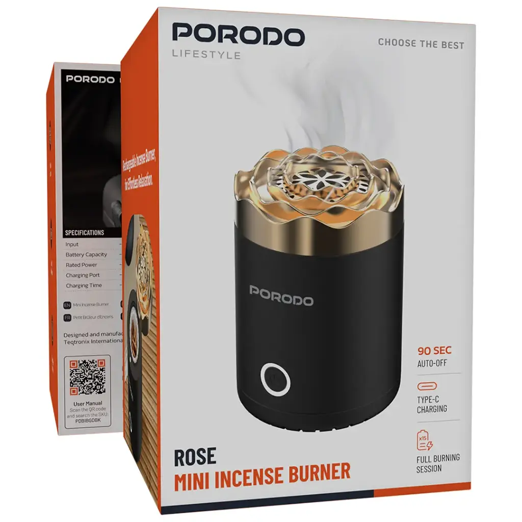 PORODO LIFESTYLE ROSE MINI INCENSE BURNER BLACK PDBIBGDBK thumbnail 5