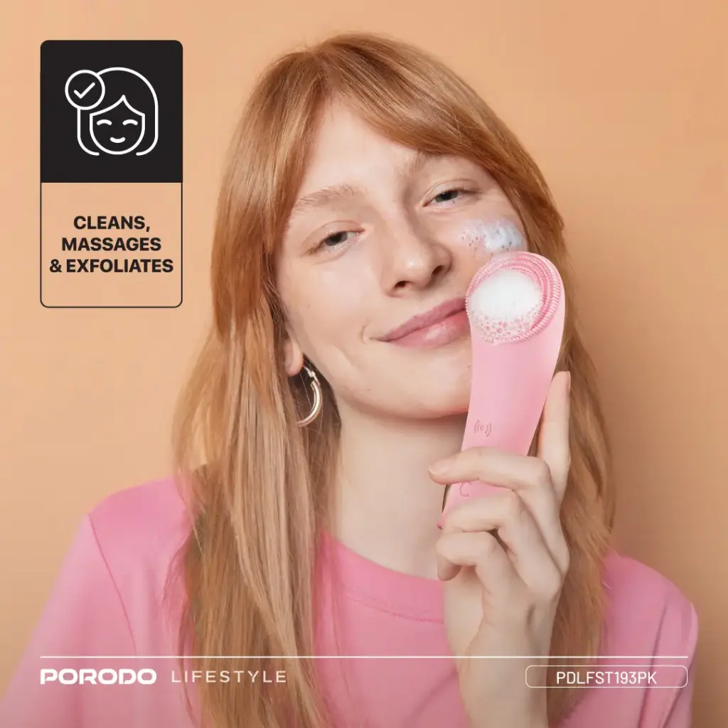 PORODO LIFESTYLE SONIC VIBRATION FACIAL CLEANING BRUSH PINK PDLFST193PK thumbnail 4