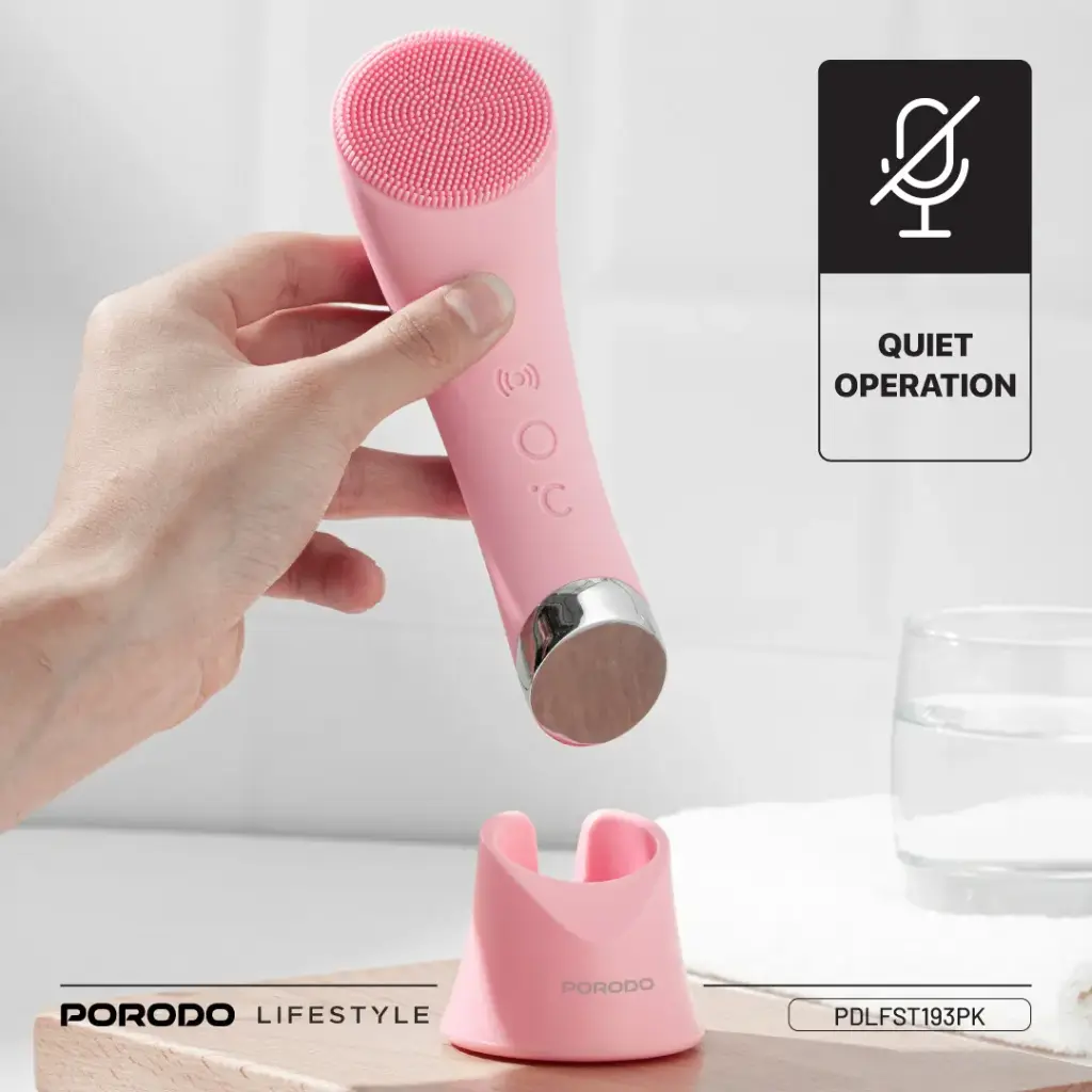 PORODO LIFESTYLE SONIC VIBRATION FACIAL CLEANING BRUSH PINK PDLFST193PK thumbnail 3