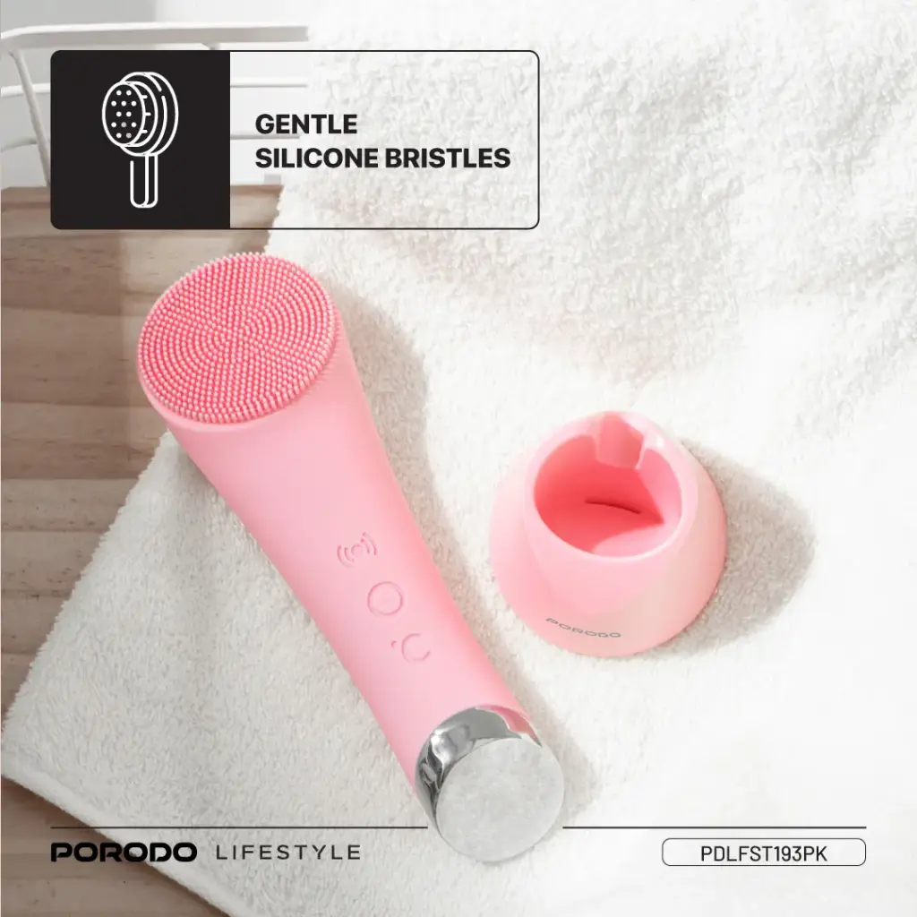 PORODO LIFESTYLE SONIC VIBRATION FACIAL CLEANING BRUSH PINK PDLFST193PK thumbnail 2
