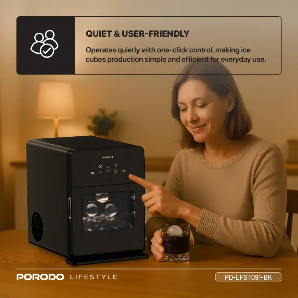 PORODO SPHERE ICE MACHINE 1.6L BLACK PD-LFST091-BK thumbnail 4
