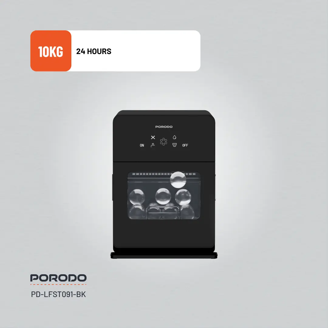 PORODO LIFESTYLE SPHERE SHAPED 260W DUAL SPHERE ICE MAKER 1.6L WITH LCD TOUCH DISPLAY BLACK PDLFST091BK thumbnail 7