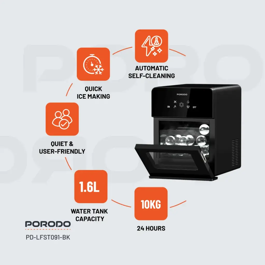 PORODO SPHERE ICE MACHINE 1.6L BLACK PD-LFST091-BK thumbnail 14