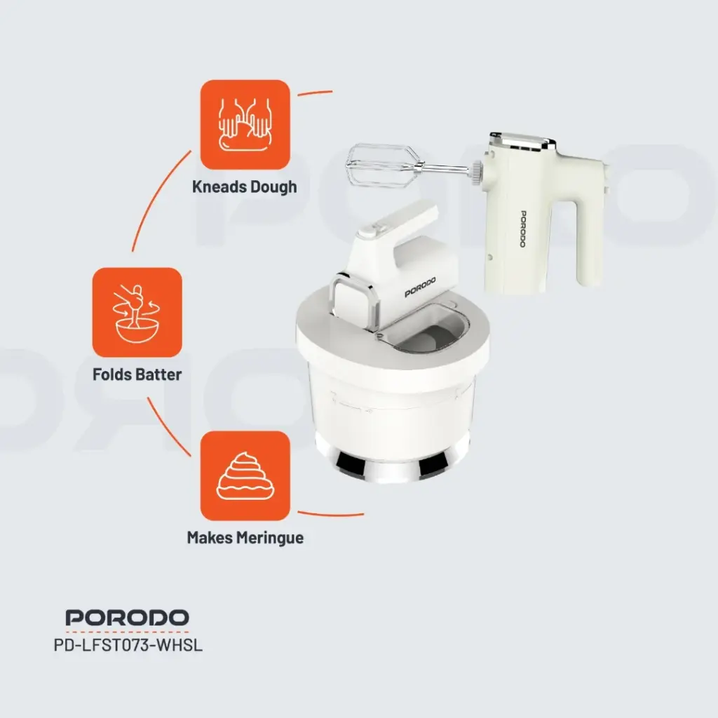 PORODO LIFESTYLE SPILL PROOF DUAL MODE MIXER WHITE SILVER PD-LFST073-WHSL thumbnail 8