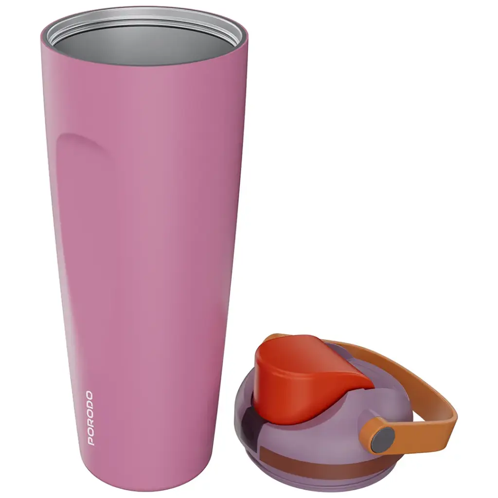 PORODO LIFESTYLE STAINLESS STEEL DOUBLE WALLED BOTTLE PINK PDLFST1796PK thumbnail 3