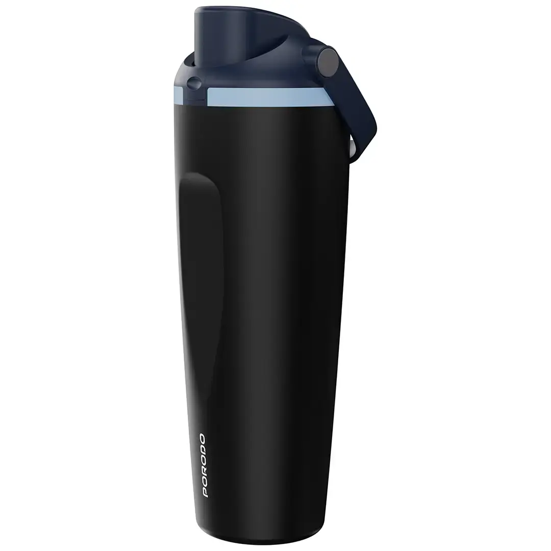 PORODO LIFESTYLE STAINLESS STEEL DOUBLE WALLED BOTTLE BLACK PDLFST1796BK thumbnail 2