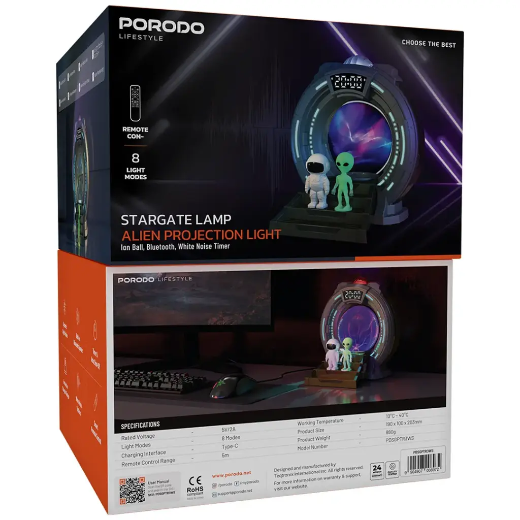 PORODO LIFESTYLE STARGATE LAMP ALIEN PROJECTION LIGHT DARK GREY PDSGPTR3WS thumbnail 5