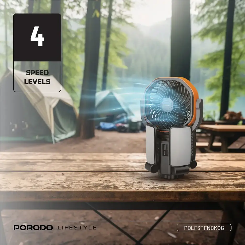 PORODO SUNCHARGE OUTDOOR SOLAR FAN BLACK ORANGE PDLFSTFNBKOG thumbnail 5
