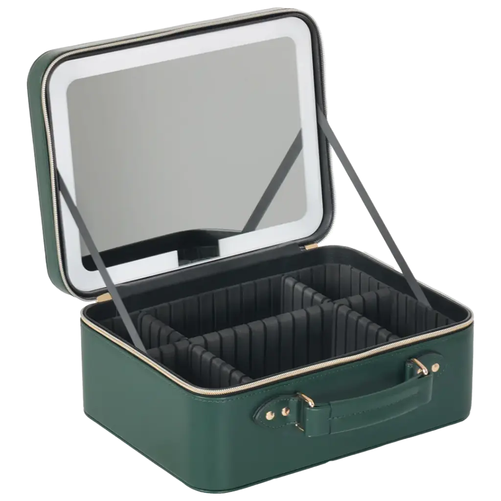 PORODO LIFESTYLE TRAVEL MAKEUP BAG WITH DETACHABLE LED MIRROR GREEN PDLFSTMB12GN thumbnail 3