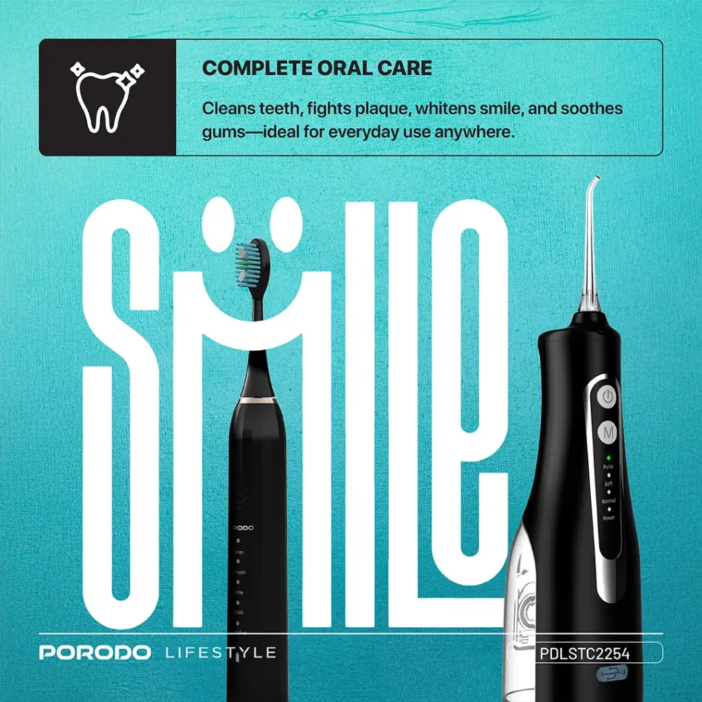 PORODO ULTIMATE ORAL CARE DUO ELECTRIC TOOTHBRUSH AND WATER FLOSSER COMBO PDLSTC2254 thumbnail 8
