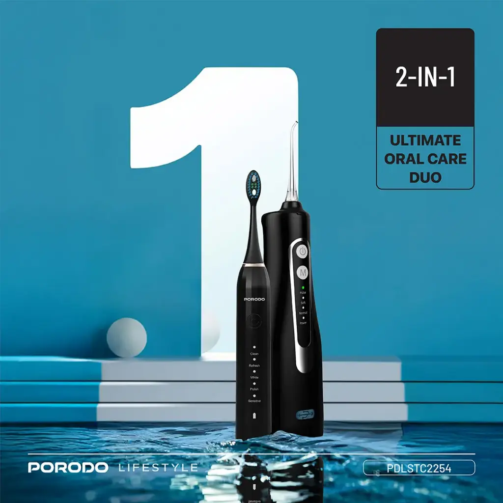 PORODO ULTIMATE ORAL CARE DUO ELECTRIC TOOTHBRUSH AND WATER FLOSSER COMBO PDLSTC2254 thumbnail 5