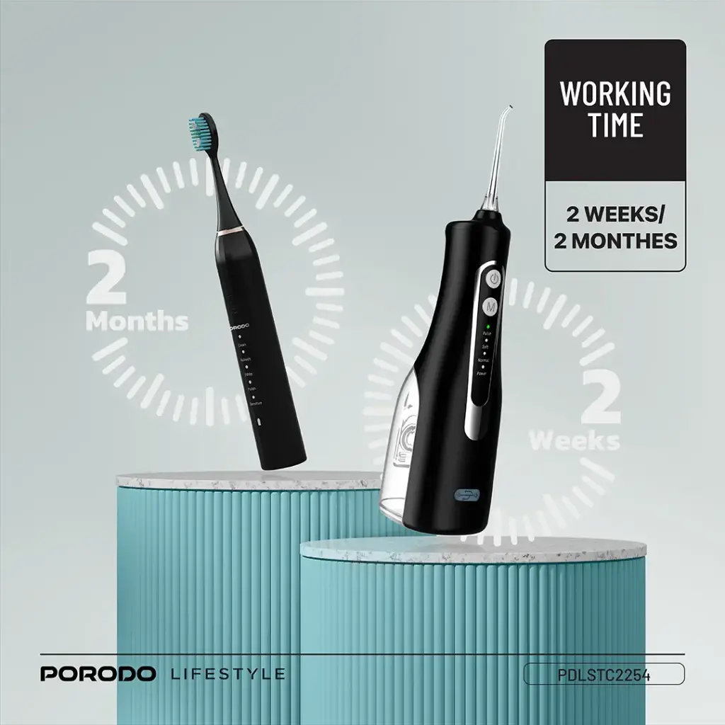PORODO ULTIMATE ORAL CARE DUO ELECTRIC TOOTHBRUSH AND WATER FLOSSER COMBO PDLSTC2254 thumbnail 4